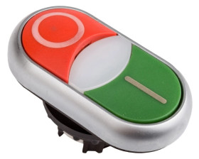 Napęd przycisku podwójny zielony/czerwony /O-I/ z podświetleniem z samopowrotem M22-DDLM-GR-X1/X0 284830