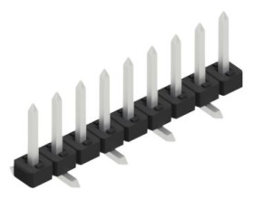 Pin header, 9 pole, pitch 2 mm, angled, black, 10063339