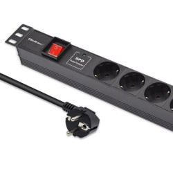 Qoltec Aluminiowa Listwa zasilająca PDU do RACK 19 1U 16A 6xSCHUKO 1.8m