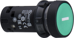 Pushbutton, unlit, groping, 1 Form A (N/O), waistband round, green, front ring black, mounting Ø 22 mm, XB7NA3131