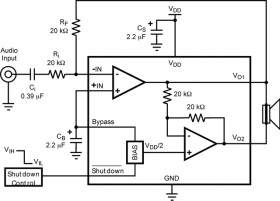 3.0-W, mono, 2.7- to 9-V, analog input Class-AB audio amplifier