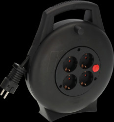 1093900 Vario-Line cable reel, 4 sockets, 10-m cable, black