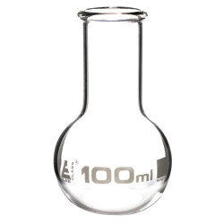 LabGlass Flat Bottom Boiling Flask Wide Neck with Beaded Rim 100ml Pack of 12