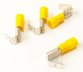 Rozgałęźnik konektor płaski żeńsko / męski 6,4x0,8mm, żółty