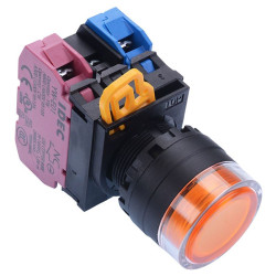 YW1L-MF2E11Q4A Amber 24V illuminated 22mm Momentary Shrouded Push Button Switch 1NO-1NC IP65 IDEC