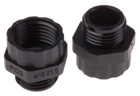 Adapter do dławnic kablowych gwint wew M16 gwint zew PG9 Nylon 66 rozmiar gwintu PG9 → M16 RS PRO