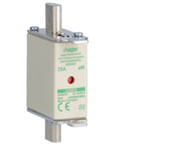 Wkładka bezpiecznikowa nożowa NH000 wskaźnik podwójny uchwyt nieizolowany aM 25A 690VAC LNH000025M6A HAGER