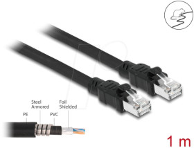 80113 Network cable RJ45 Cat.6A F/UTP with inner metal sheath 1 m