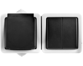 TEKNO Łącznik świecznikowy + Gniazdo z przesłoną styków 10AX/16A 250V szare IP54 25359