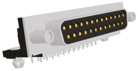 Złącze D-Sub 25-pinowe Żeński Kąt Proste Przewlekany raster 2.761mm Złoto na niklu