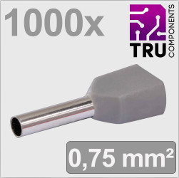 TRU COMPONENTS TC-13377228 Podwójna końcówka T24C022, z częściową izolacją , 0.75 mm², 1000 szt.