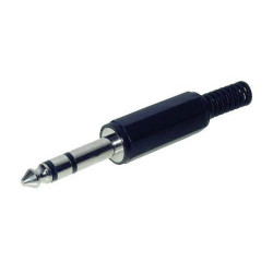 TruComponents 202650 6.35 mm audio jack Plug, straight,Pins:3 Stereo Black