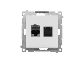 SIMON 55 Gniazdo komputerowe podwójne RJ45 kat. 6 ekranowane z przesłoną jasnoszary mat T62E.01/114 KONTAKT SIMON