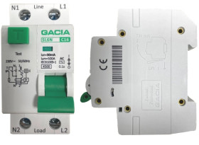Wyłącznik Różnicówka z Członem Nadprądowym C 16A 30mA 1P+N Typ AC Gacia