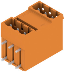 Pin header, 6 pole, pitch 5.08 mm, angled, orange, 1601800000