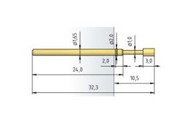 Igła testowa 2021-C-3.0N-NI-1.3, raster 2,54 (100 mil)