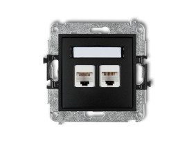 MINI Gniazdo komputerowe podwójne 2xRJ45 kat.5e 8-stykowy czarny mat 12MGK-2 KARLIK