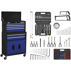 Sealey AP22BCOMBO American PRO Topchest &amp; Rollcab Combi 170pc Tool Kit BlueBlack