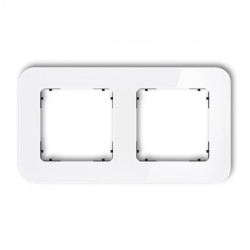 ICON Ramka uniwersalna podwójna zaokrąglona - efekt szkła (ramka: biała spód: czarny) 0-12-IRSZ-2