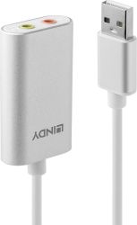konwerter USB, Jack LINDY 42926, [1x złącze męskie USB-A 2.0 - 2x złącze męskie jack 3,5 mm]