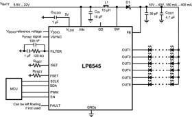 Six channel high-efficiency LED backlight driver for notebooks with flexible ext/int FET control