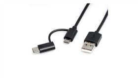 Roline Kabel Usb Micro B + Typ C M/M To Usb2.0 A M, Otg, Zwart, 1 M