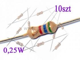 Rezystor węglowy 910 kOhm 0,25W ( min. x10szt)