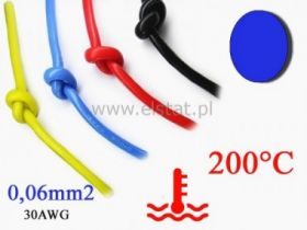 Kabel silikonowy niebieski; cynowana miedź 0,06mm2