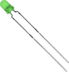 Dioda LED THT Vishay TLHG4401, zielony, okrągły, 3 mm, 14 mcd, 60 °, 30 mA, 2.4 V
