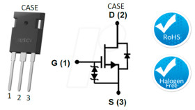 UJ3C120040K3S SiC cascode FET, 1200V 65A Rdson 0.035R, TO-247-3L