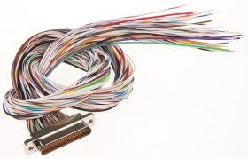 Złącze D-Sub 37-pinowe Żeński Kątowe Montaż na kablu raster 1.27mm Złoto