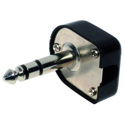 TruComponents 202651 6.35 mm audio jack Plug, right angle,Pins:3 Stereo Black