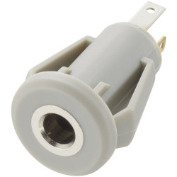 TruComponents 202599 3.5 mm audio jack Socket, Vertical,Pins:4 Stereo Grey