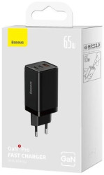 Ładowarka sieciowa Baseus GaN 5 Pro Fast Charger CCGP120201 65W 1x USB-A 2x USB-C PD 3.0 QC 4.0 + kabel USB-C