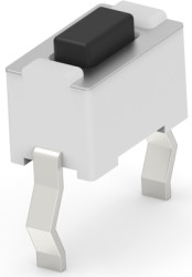 Short-stroke pushbutton, Form A (N/O), 50 mA/24 VDC, unlit , actuator (black, L 0.8 mm), 1.27 N, THT, 1825966-1