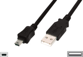 USB 2.0 adapter cable, USB plug type A to mini USB plug type B, 3 m, black, AK-300130-030-S