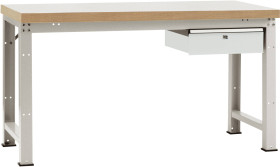 Kompletny stół warsztatowy PROFI standard z płytą z litego drewna, szer. X gł. X wys. = 1500 x 700 x 840 mm Manuflex WP5