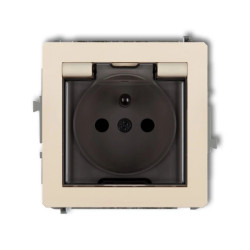 DECO Gniazdo bryzgoszczelne z/u (klapka dymna) beżowy 1DGPB-1zdp