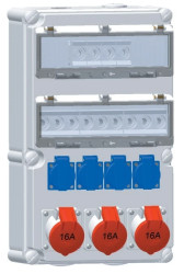 Rozdzielnica naścienna 4x16A 230V, 3xCEE 16A 5P 400V, 3xD01/3, 4xD01/1 IP44 512962