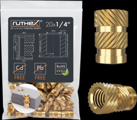 GE-1/4X127-001 3D printing, threaded inserts, 1/4"x12.7, pack of 20