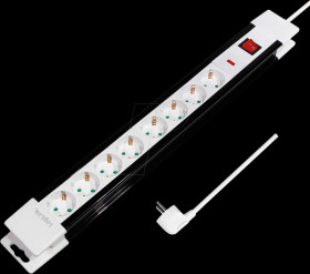 LPS207 Socket outlet, 8 sockets, with switch, 3 m, black