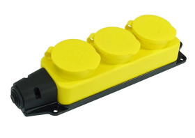 Listwa /rozgałęźnik/ do przedłużacza 3‑gniazda z/u gumowy IP44 żółty AEI602233-L-Y