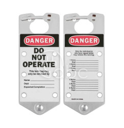 Grupowa blokada klamrowa LOTO z etykietą, srebrna (5 szt.), 065971