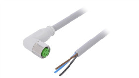 Złącze Okrągłe M8 Żeńskie Kątowe Z Wolnym Końcem Przewodów 3Pin...