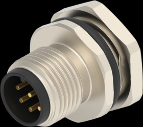 Panel plug, M12, 8 pole, solder connection, screw locking, straight, T4132012081-000