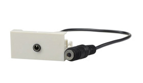 Gniazdo mini Jack 3,5mm z przewodem 20cm moduł 1M 22,5x45 biały Mediabox
