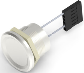 Vandal-proof pushbutton, 1 pole, silver, unlit , 1 A/24 VDC, mounting Ø 22.2 mm, IP68, 2342844-3