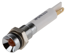 Lampka kontrolna do montażu panelowego 10.8 → 13.2V dc Pomarańczowy 6mm LED Chrom RS PRO