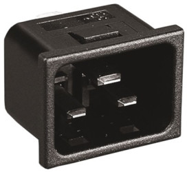 Panel plug C20, 3 pole, snap-in, plug-in connection, black, PX0598/15/63