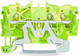3-wire protective earth terminal, push-in connection, 0.14-1.5 mm², 1 pole, 13.5 A, 8 kV, yellow/green, 2000-1307